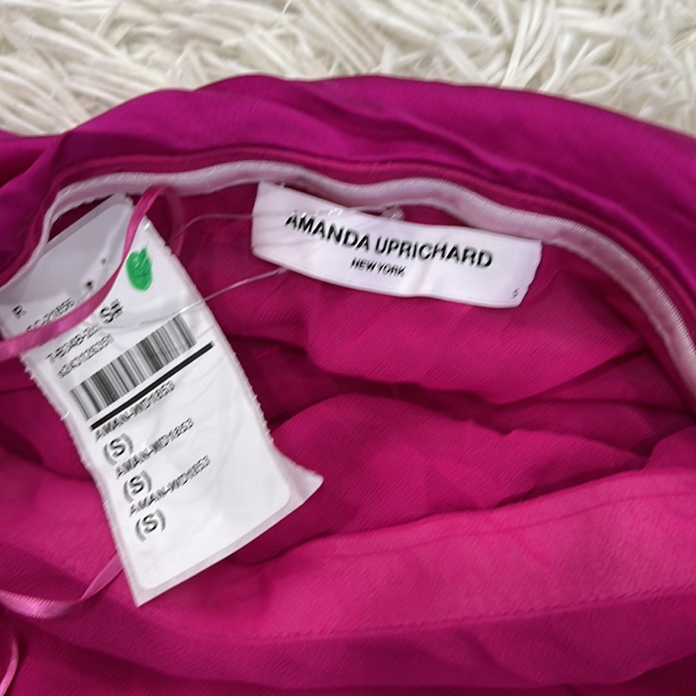 Amanda Uprichard Shiran Strapless Midi Dress in Magenta silk - Picture 6 of 8